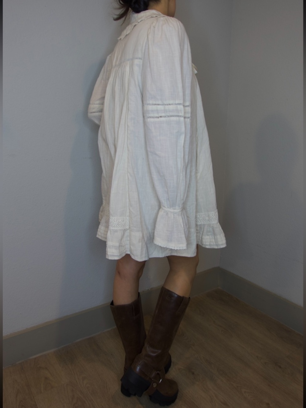 Free People One I'm The One White Lace Mini Dress Size M - Picture 2 of 6